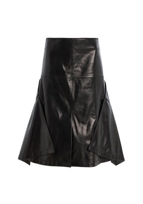 Brandon Maxwell The Frankie Cascade-Hem Leather Knee-Length Skirt - Moda Operandi
