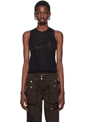 Blumarine Black Rhinestone B Monogram Tank Top