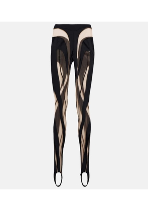 Mugler Paneled mesh and jersey leggings