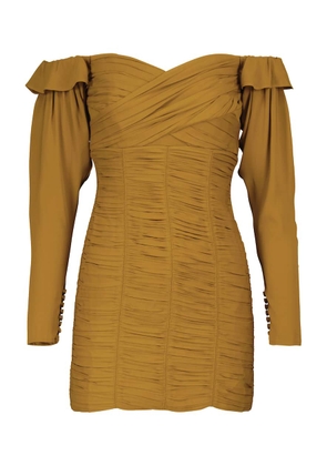 Self-Portrait Off-shoulder ruched crepe minidress