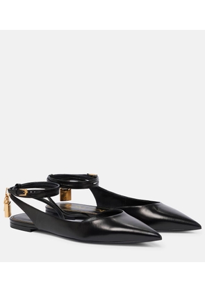 Tom Ford Padlock leather slingback flats