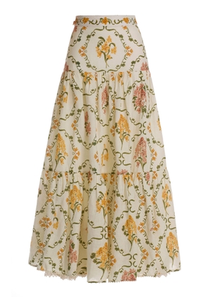 Agua by Agua Bendita Anis Floral Linen Maxi Skirt - Moda Operandi