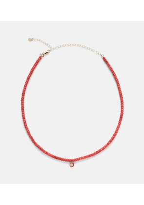 Sydney Evan Bamboo coral and 14kt gold charm necklace