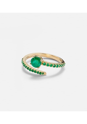 Ileana Makri Grass Seed 18kt yellow gold ring with emeralds
