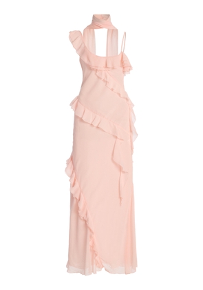 SIEDRÉS Exclusive Monica Scarf-Neck Ruffled Georgette Maxi Dress - Moda Operandi