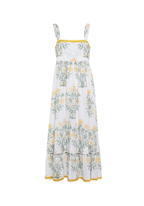 Juliet Dunn Floral cotton tiered midi dress