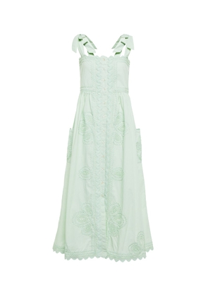 Juliet Dunn Self-tie cotton poplin midi dress