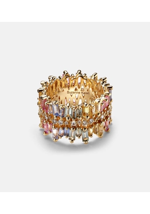 Suzanne Kalan 18kt gold ring with diamonds and sapphires
