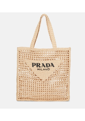 Prada Small logo raffia tote
