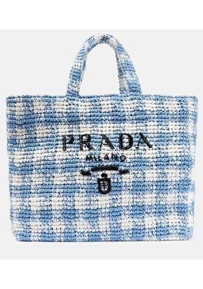 Prada Logo raffia-effect shopper