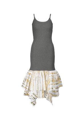 JW Anderson Ribbed-knit cotton and satin midi dress