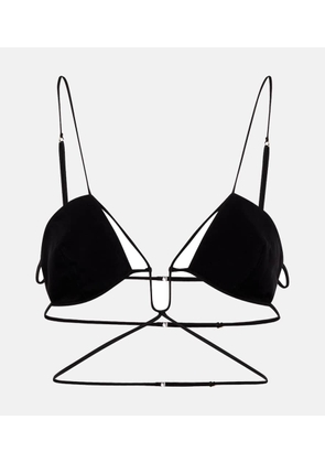 Nensi Dojaka Tie-trimmed gabardine bra