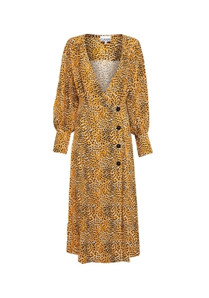 Ganni Leopard-print crepe midi dress