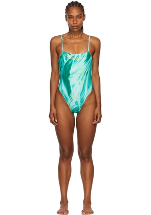Collina Strada SSENSE Exclusive Blue Nylon One-Piece Swimsuit