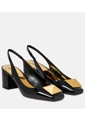 Valentino Garavani One Stud patent leather slingback pumps
