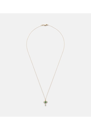 Ileana Makri 18kt gold necklace with emerald and diamonds