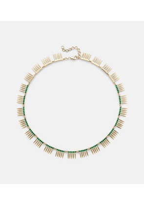 Ileana Makri Grass Sunny 18kt gold necklace with emeralds
