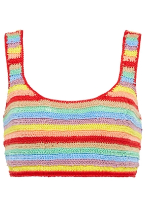 Anna Kosturova Striped crocheted cotton crop top
