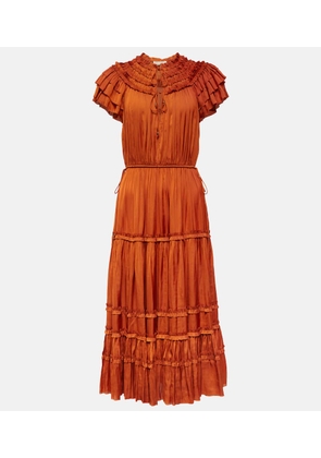 Ulla Johnson Isadora pleated satin midi dress