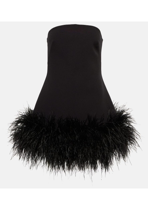 Safiyaa Strapless feather-trimmed minidress