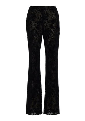 Oscar de la Renta Flocked Floral Lace Straight-Leg Pants - Moda Operandi