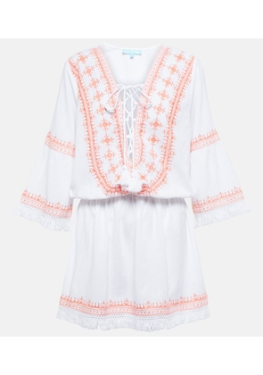 Melissa Odabash Martina cotton and linen embroidered minidress