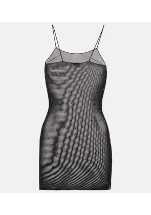 Oseree Gem embellished mesh slip dress