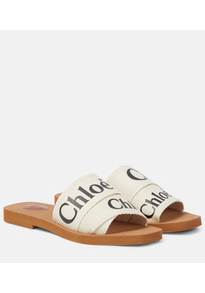 Chloe Woody canvas slides