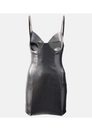 Area Embellished coated minidress