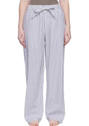 Tekla White & Blue Poplin Pyjama Pants