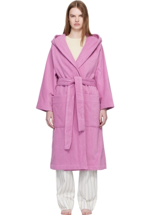 Tekla Pink Terry Hooded Bathrobe