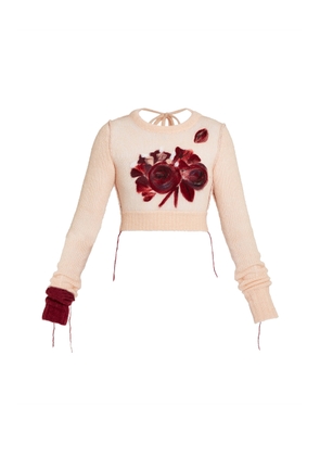 Erdem Embroidered Alpaca-Blend Cropped Sweater - Moda Operandi