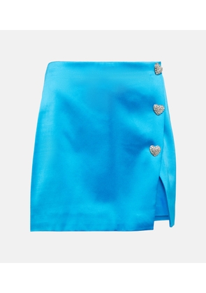 Self-Portrait Crystal-embellished satin miniskirt