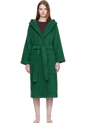 Tekla Green Terry Hooded Bathrobe