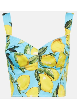 Dolce&Gabbana Printed cotton-blend bustier top
