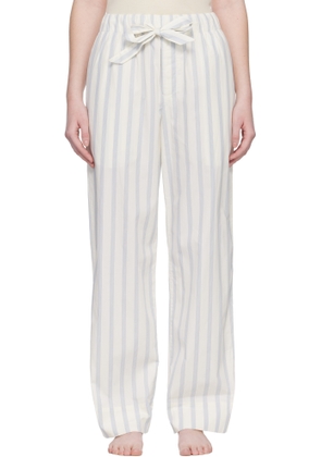 Tekla Off-White & Blue Poplin Pyjama Pants