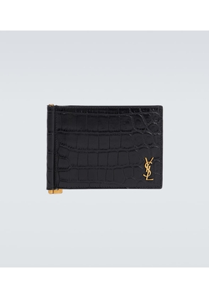 Saint Laurent Cassandre croc-effect leather wallet