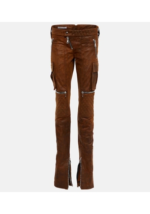 LaQuan Smith High-rise straight leather pants