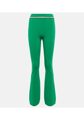 Rabanne Embellished ribbed-knit flared pants