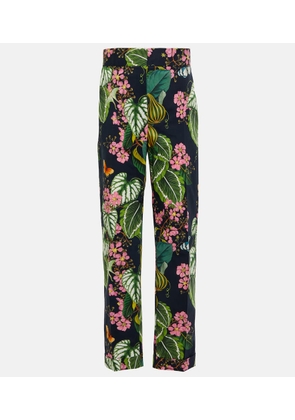 Oscar de la Renta Printed straight cropped poplin pants