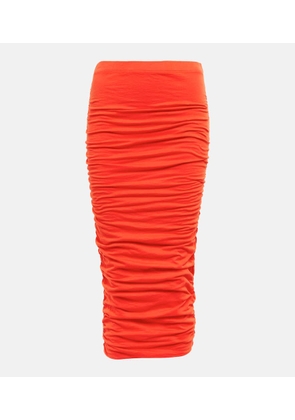 Velvet Lisa ruched jersey midi skirt
