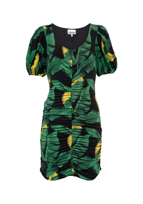 Ganni Printed ruched mini dress