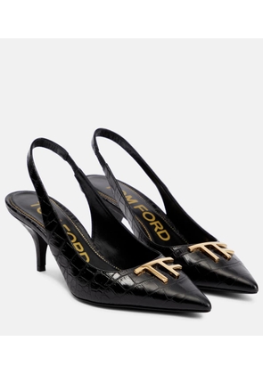 Tom Ford Croc-effect leather slingback pumps