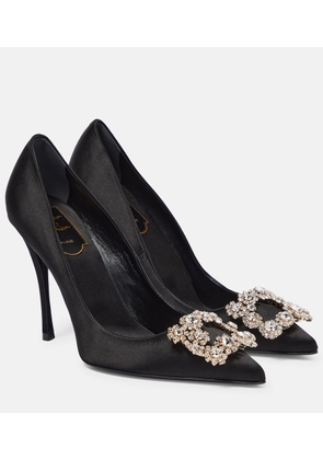 Roger Vivier Flower Strass satin pumps