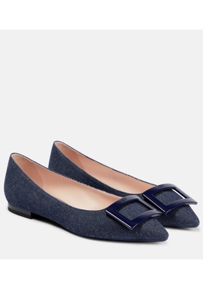 Roger Vivier Gommettine Ball denim ballet flats