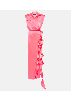 David Koma Ruffle satin wrap gown