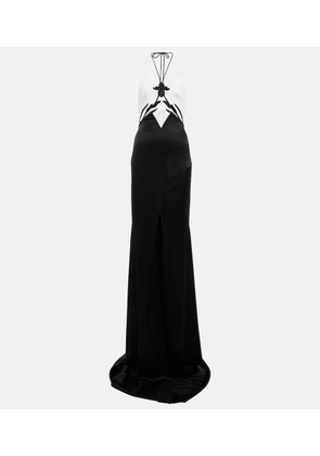 David Koma Embellished cady and satin gown