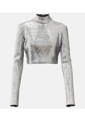 David Koma Sequined mockneck crop top