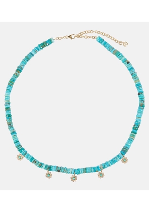 Sydney Evan Daisy 14kt gold beaded necklace with diamonds