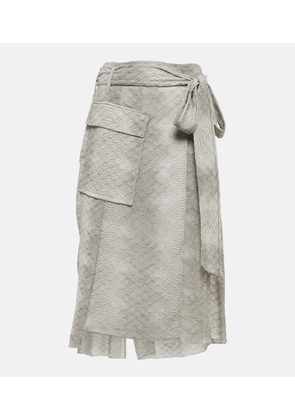 Victoria Beckham Snake-print crepe de chine wrap skirt